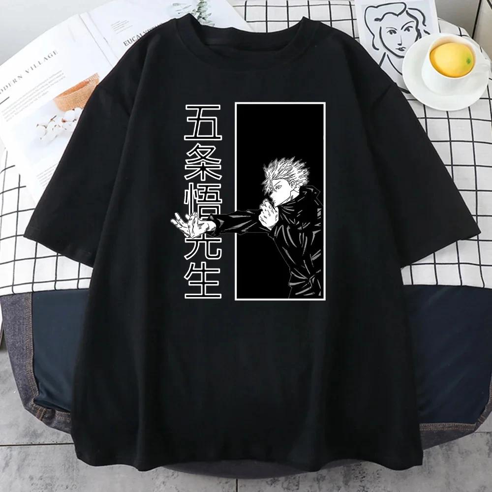 Sommar Herr T-shirt Jujutsu Kaisen Grafiskt Tryck Mode Harajuku 2024 Kläder Orsak och Verkan Dam Y2K Toppar T-shirt