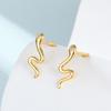 S925 Sterling Silver Snake Zodiac Stud Earrings, Light Gold, Sweet & Cool Niche Design.