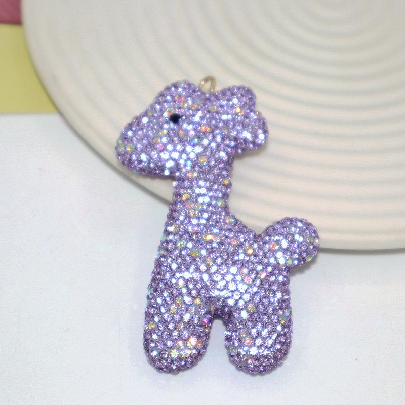 Colorful Rhinestone Inlaid Polymer Clay Puppy Keychain and Bag Charm фиолетовых аксессуаров