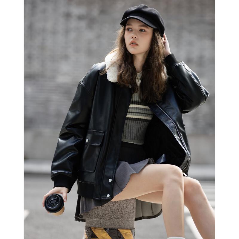 

Женская куртка TonLion из искусственной овчины с вставками из ПУ-кожи M