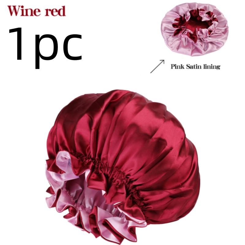 Luxurious Satin Sleep Cap Soft Wide Brim Nightcap Unisex Night Sleeping Bonnet with Wide Elastic Band Bath Hat For All Hair Type