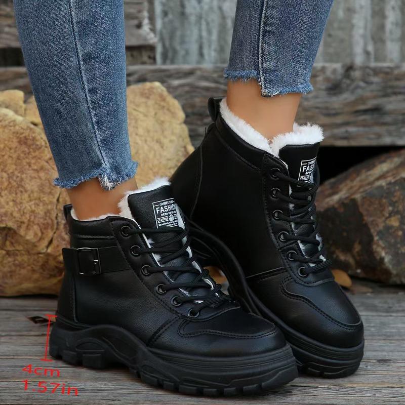 New Martin boots women's fleece thickened lace-up platform short boots shoes to keep warm
