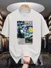 Unisex Rundhals-T-Shirt Van Gogh Sternennacht Kunstgemälde Druck Weiche Baumwolle Locker Kurzarm Sommer Lässig Herren Streetwear Oberteile