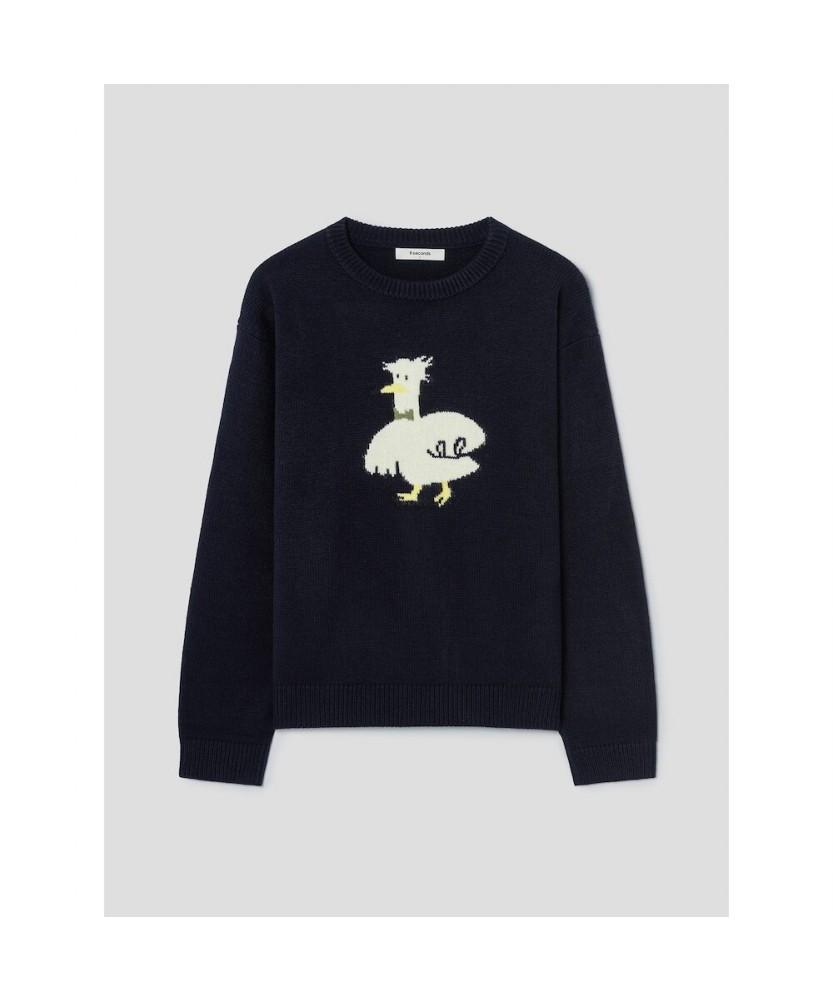 8SECONDS Duck Graphic Round Knit Navy