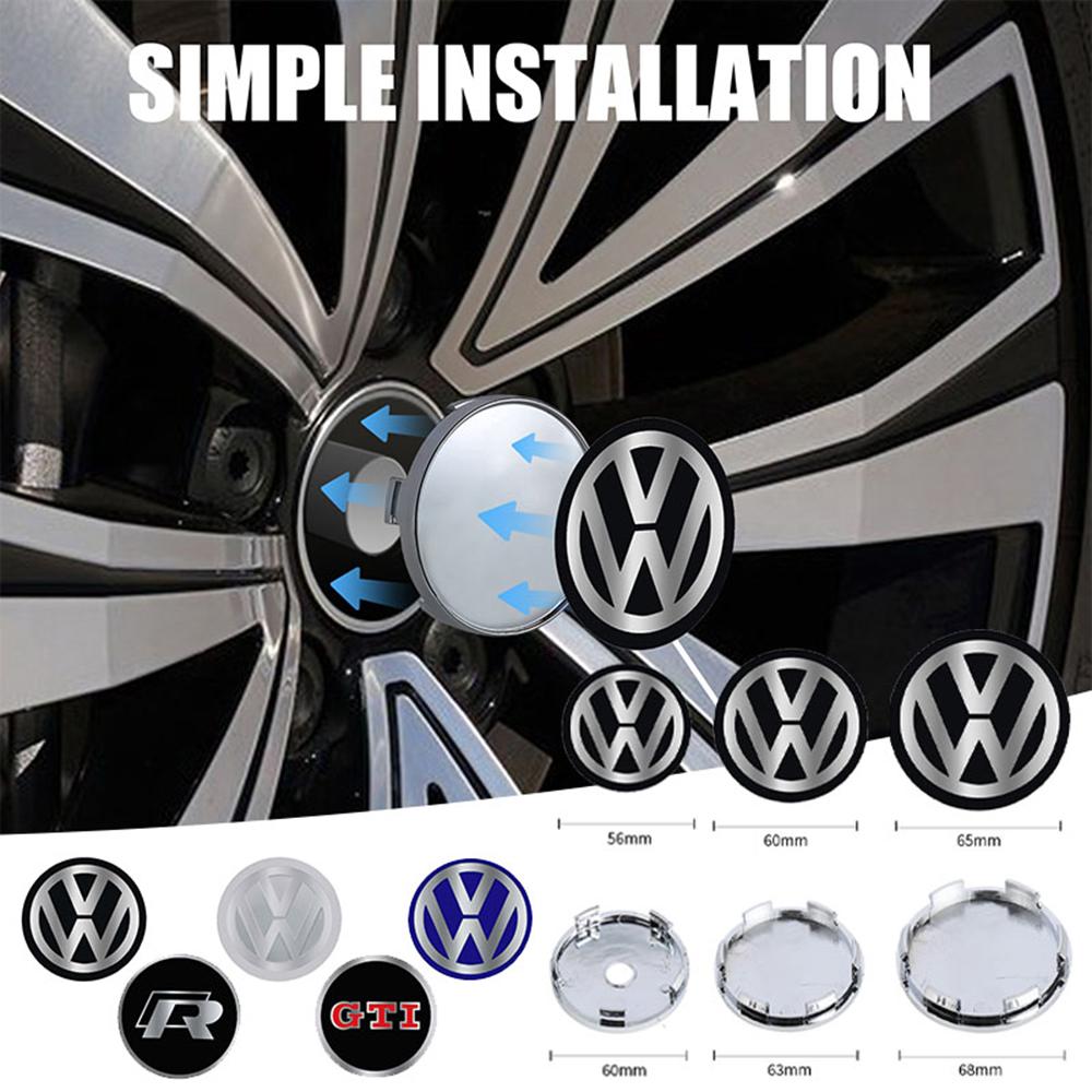 2026 New 4Pcs 60MM/63MM/68MM Car Wheel Center Hub Caps Covers Badge for Volkswagen VW GTI Rline Scirocco MK7 CC Golf Polo Tiguan Touareg