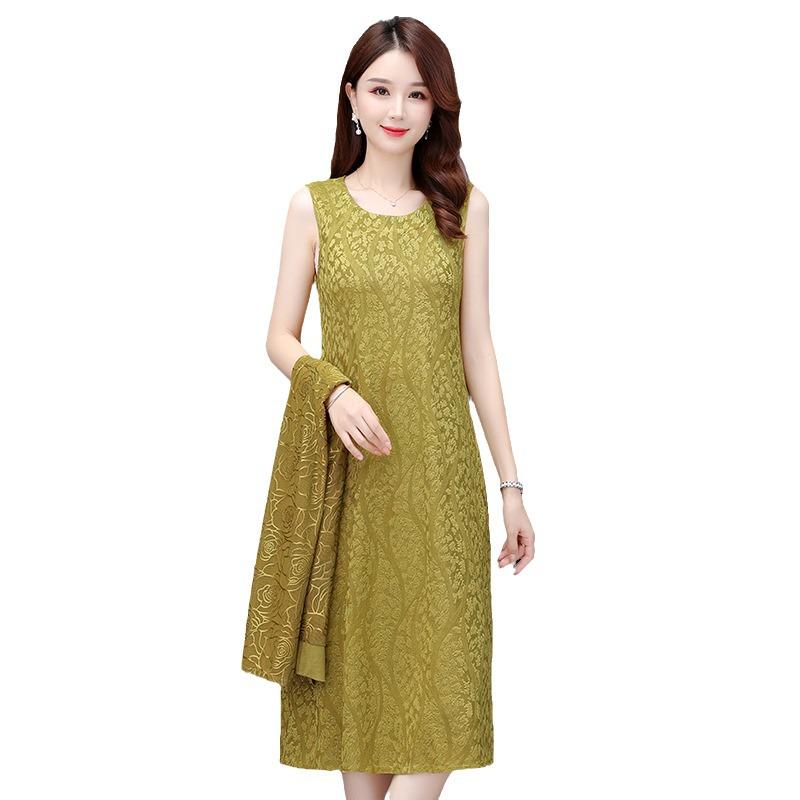 Rochie de vară din două piese 2023 cu șal cardigan de lungime medie