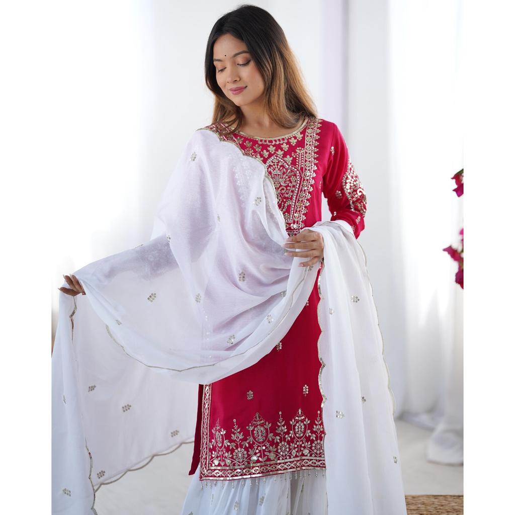 Women Bollywood Ready To Wear Party Wear Sharara Suit Salwar Kameez Set Dress SC-2204