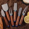 New Style Carved Wooden Handle Cheese and Butter Knife Set with Titanium Alloy Blades