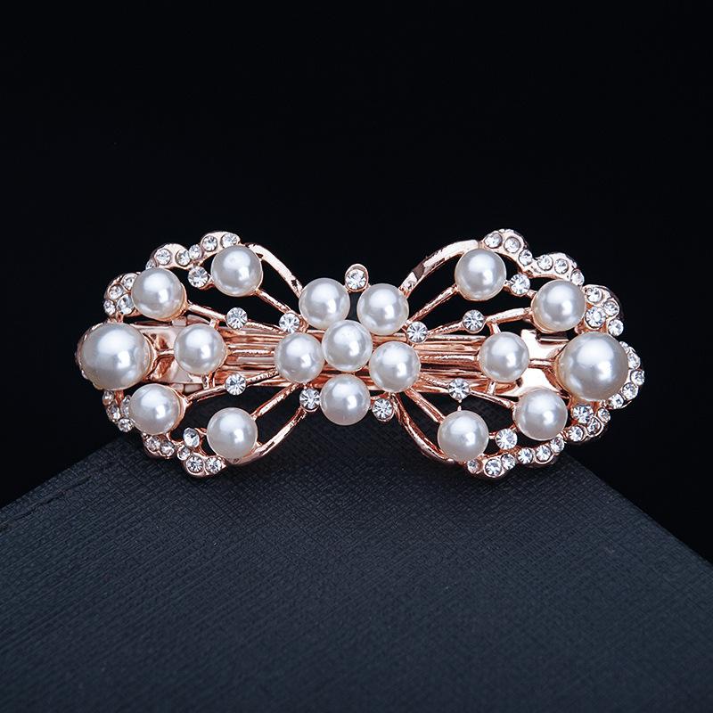 Hair Accessories Rhinestone Bow Hair Clip, Adult Pearl Horizontal Clip, Ponytail Clip, Top Clip, Spring Clip, Small Pearl Hair Clip