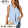 Women's Fashion Casual Solid Color Print Sleeveless V Neck Blouses & Shirts