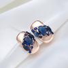 New Blue Natural Zircon Drop Earrings For Women  Rose Gold Color Vintage Ethnic Bride Wedding Jewelry Party Accessories