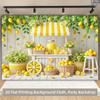 2D Summer Lemonade Stand Backdrop - Yellow Lemon Photography Background Banner for Party Decor