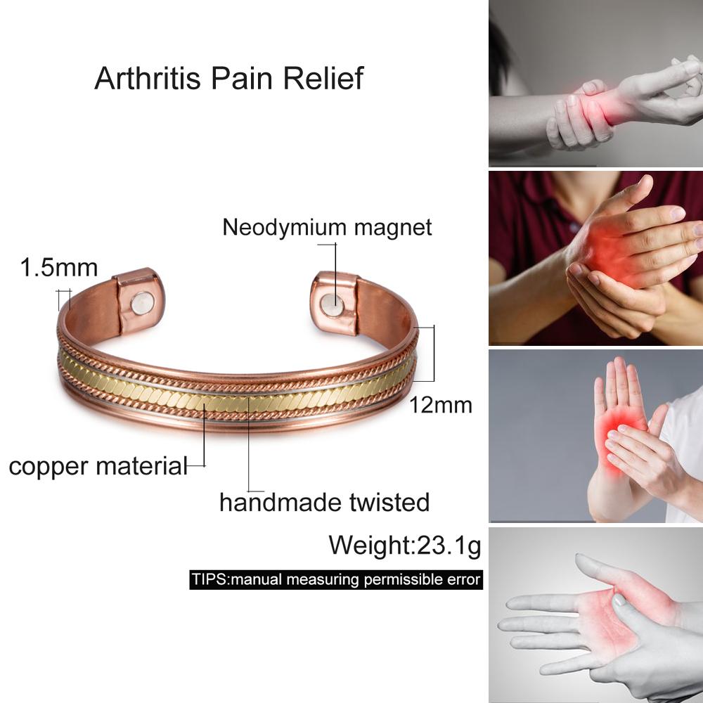 Vinterly Twisted Pure Copper Magnetic Bracelets Benefits Adjustable Open Cuff Jewelry for Women Men 12mm High Magnet Resizable