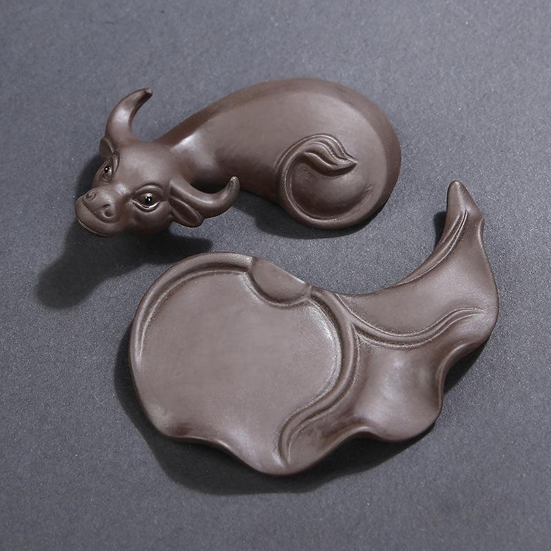 Tea Pet Ornament Niu Zhuan Qiankun Double Cow Buffalo Removable Handicraft Purple Sand Plate Play Road Boutique Tea Set