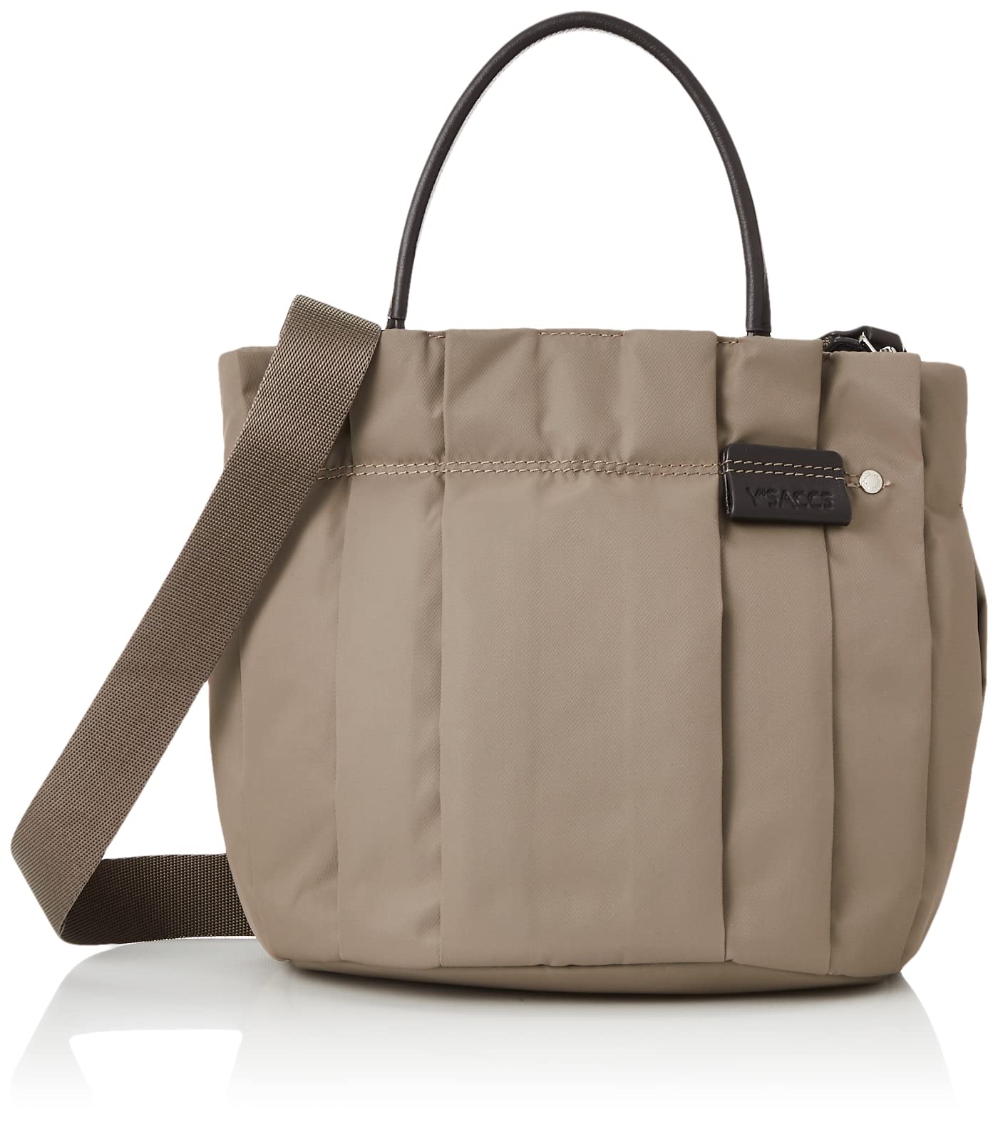 

Сумка-тоут переработанная плиссированная бежевая [Isaac], нейлон, сумка-тоут 2-в-1, женская,