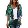 Women Beach Shirt Flower Print Thin Soft Short Sleeve Open Stitch Loose Breathable Sun Protection Anti-UV Lady Beach Cover-up
