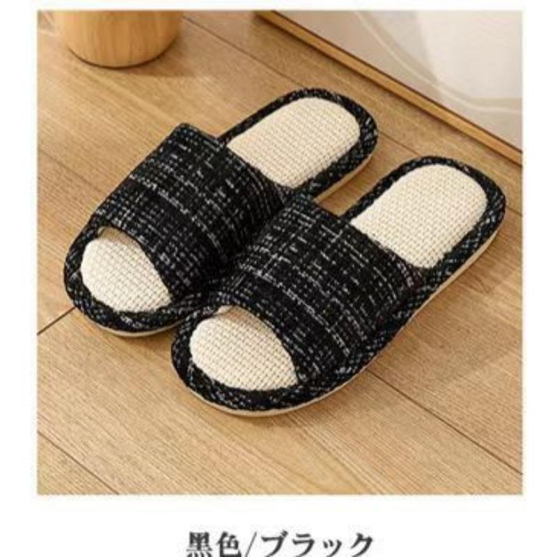 

Linen slippers women s new home slippers couple home four seasons open mop silent floor mop 44-45 [Suitable for 43-44 feet]
