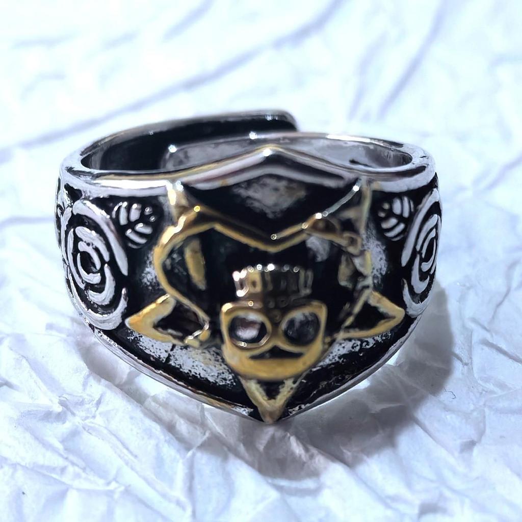 Inel Exagerat Retro Thai Argint Craniu - Design Deschis Ajustabil pentru Bărbați