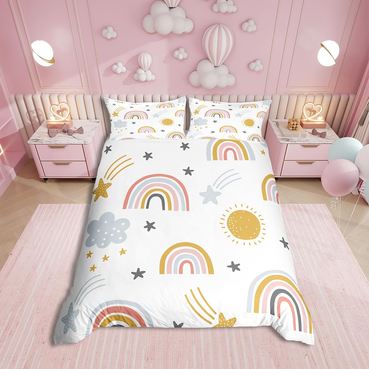 

Boho Psychedelic Bedding Set for Girls Women Colorful Tie Dye Duvet Cover Stain Resistant Rainbow Bohemian Gypsy Bedspread Cover EU Single(135x200cm)