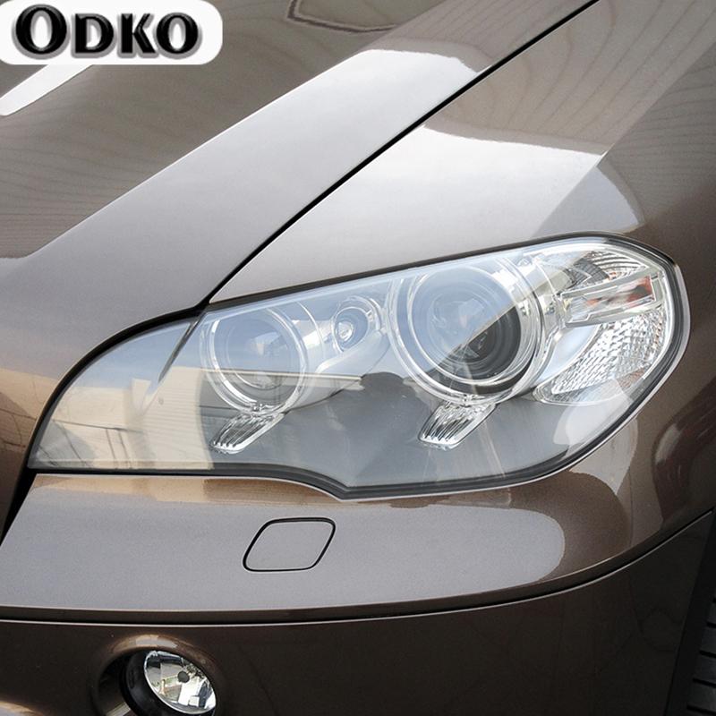2 Pièces Film Protecteur pour Phares de Voiture Vinyle Teinté Noir Fumée Wrap Autocollant TPU Transparent Pour BMW X5 E70 M 2006-2013 Accessoires