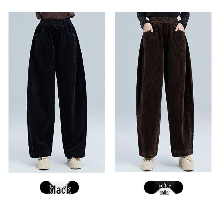 Damen Cord-Schlaghose mit hoher Taille - Frühling/Herbst Lässige lockere Passform