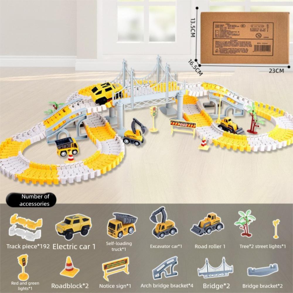 Yellow White Railway Toys 146/231 Pieces Rail Car Toy Set New DIY Racing Track Set Kids