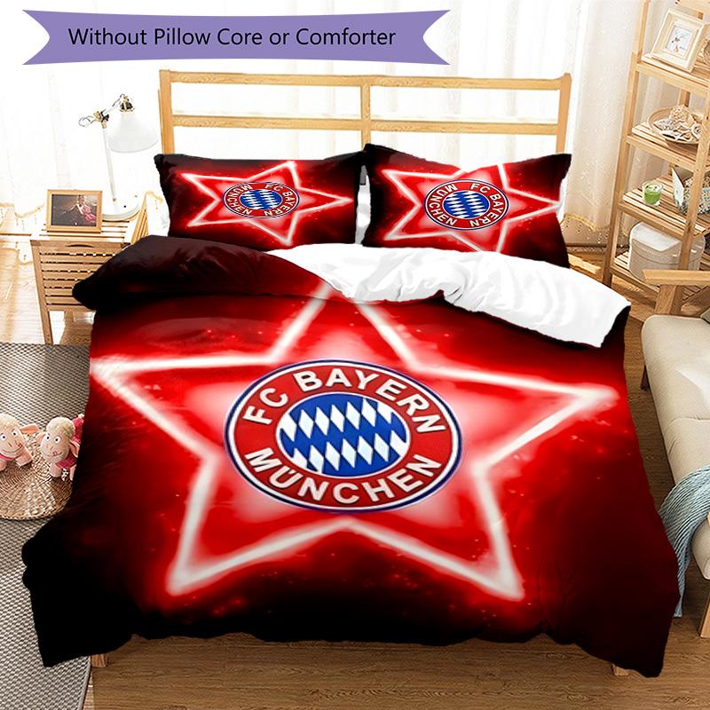 3pcs FC Bayern München logo pattern bedding set duvet cover set includes duvet cover &pillowcases,perfect all season bedroom decoration&gift