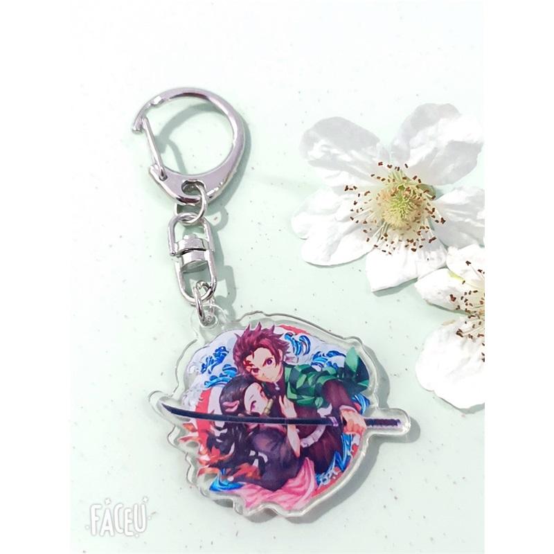Anime Keychains Keychain Demon Slayer Kimetsu No Yaiba Acrylic Key Ring Cute Funny Cartoon for Friends