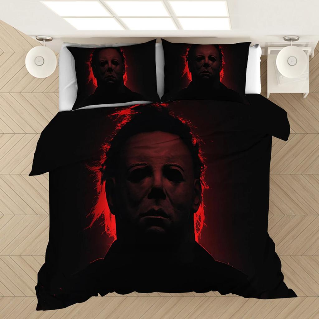 3D tisk Hrůza Michael Myers Halloween Povlečení Sada Pro Kluky Dívky Jednolůžko Královská Velikost Povlak na Peřinu Povlak na Polštář Postel Děti Dospělí