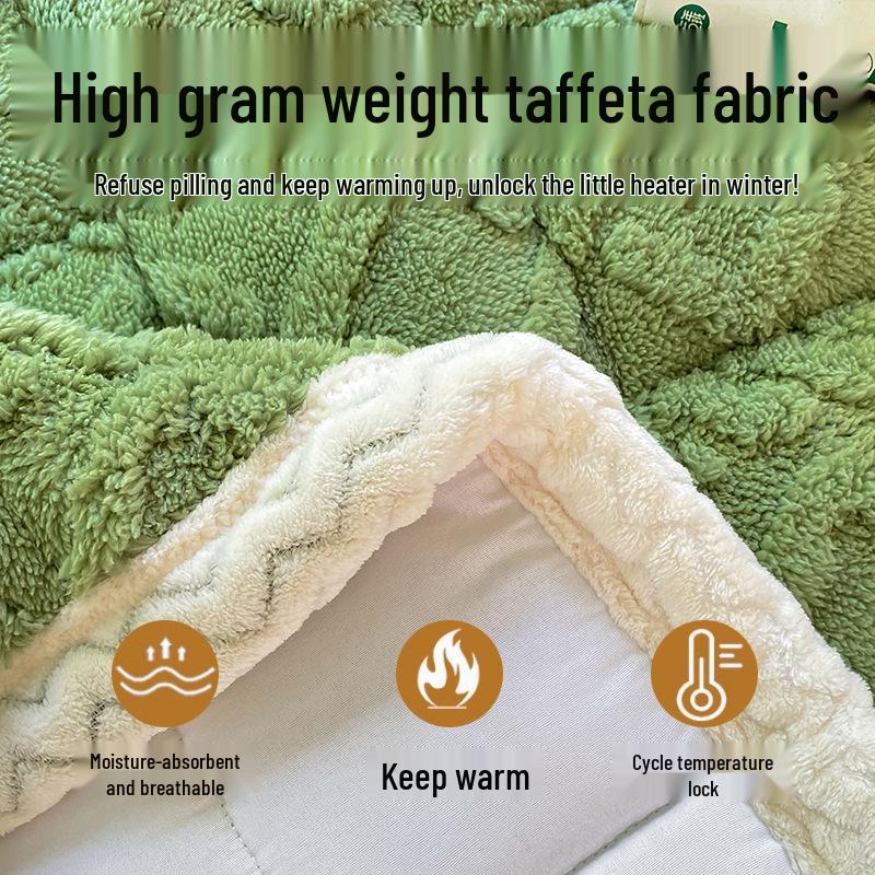 Winter Velvet Taffeta Mattress Topper - Thickened Milk Velvet Pad for Single Beds