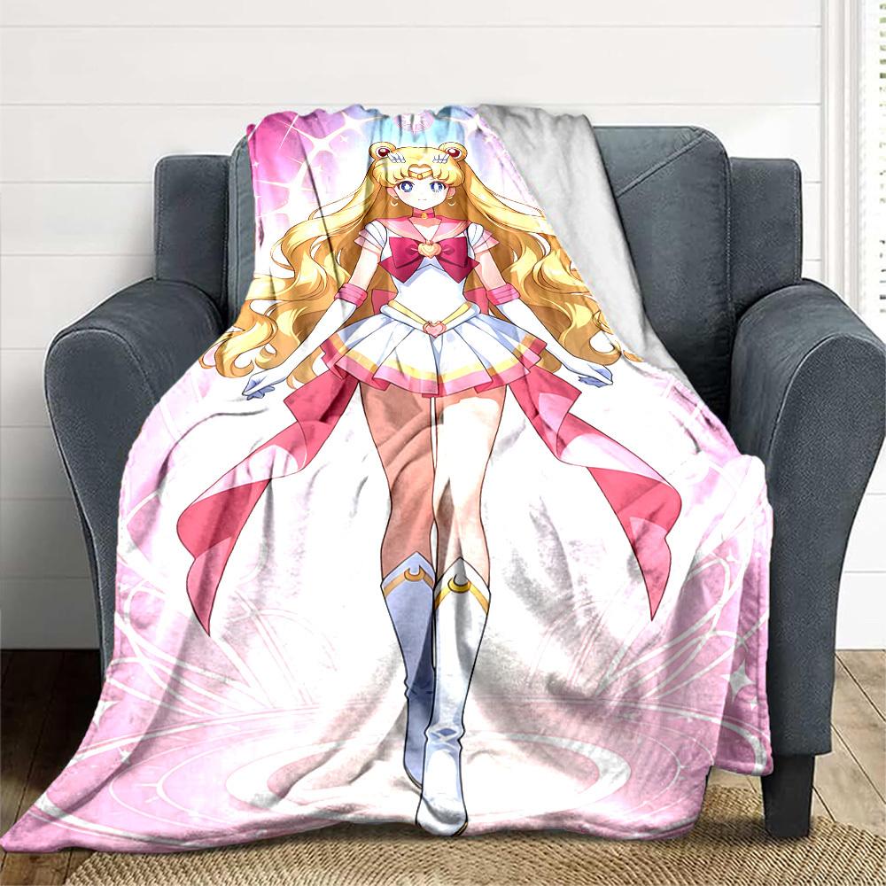 1pc Sailor Moon Flannel Blanket [Cozy Throw Blanket] For Sofa, Bed, Travel, Camping, Livingroom, Office, Couch, Chair, And Bed
