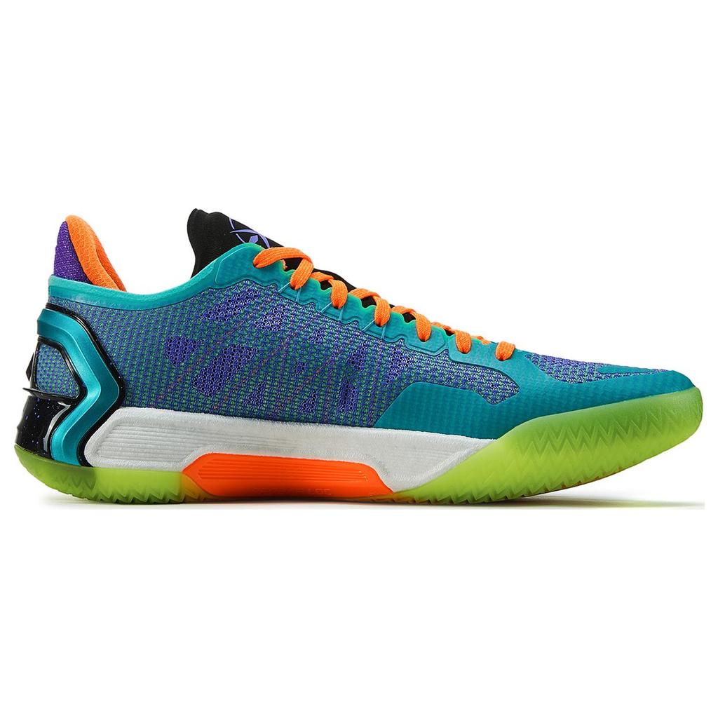 New LiNing Blade 4V2 Cushioned Slip Resistant Lightweight Rebound Low Top Basketball Shoes Men's Purple Green ABAU037-6