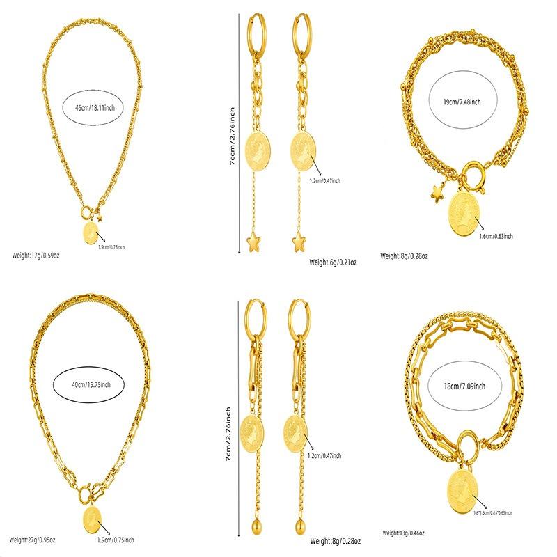 Set di Gioielli con Ciondolo Moneta d'Oro: Collana, Bracciale e Orecchini