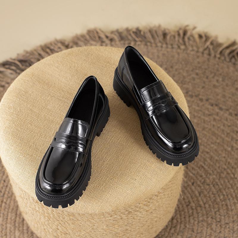 ! All cowhide loafers women's platform small leather shoes genuine leather British style 2025 spring new women's shoes Mickey joint name