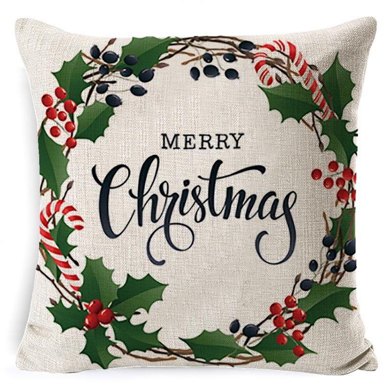 Federa Cuscino di Natale Fiocco di Neve Alce Albero di Natale Stampa Federa Cuscino Stile Nordico