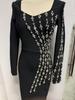 2025 Diamond-Studded Bandage Evening Dress – Sexy Long-Sleeved European & American Style