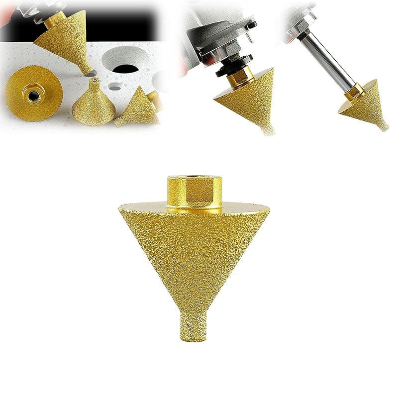 Diamond Beveling Chamfer Bit for Angle Grinders,Countersink Drill Bit,Shower Porcelain Tile Hole Cutter for M10 Thread Adapter ((Large 50mm+Small