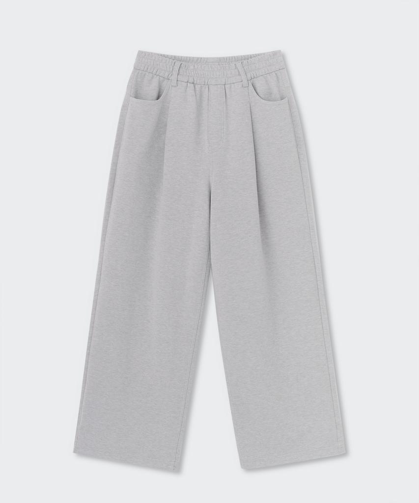MUSINSA STANDARD WOMAN Women'S Double Knit Denim Detail Wide Sweatpants [Medium Grey]