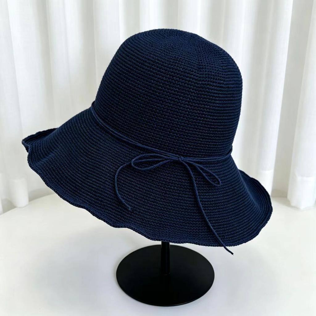 Ultra-fine Woven Handmade Grass Woven Bucket Hat Women's Travel Big Eaves Fake Sunscreen Visor Summer Lafite Straw Hat