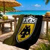 Asciugamano da Spiaggia con Stemma Calcio Aek, Asciugatura Rapida, Facile da Curare, Adatto sia per il Fitness che per le Vacanze al Mare, Essenziale per lo Sport