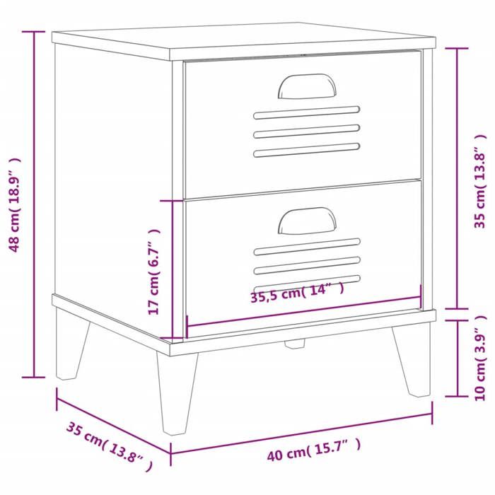 VidaXL Table de Chevet, Armoire de Nuit avec Tiroirs, Table de Téléphone, Meuble de Rangement Chambre, Industriel, Blanc 374908
