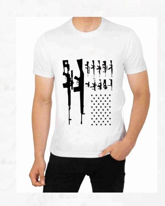 Rifle Flag Patriotic American Art T-Shirt 2XL