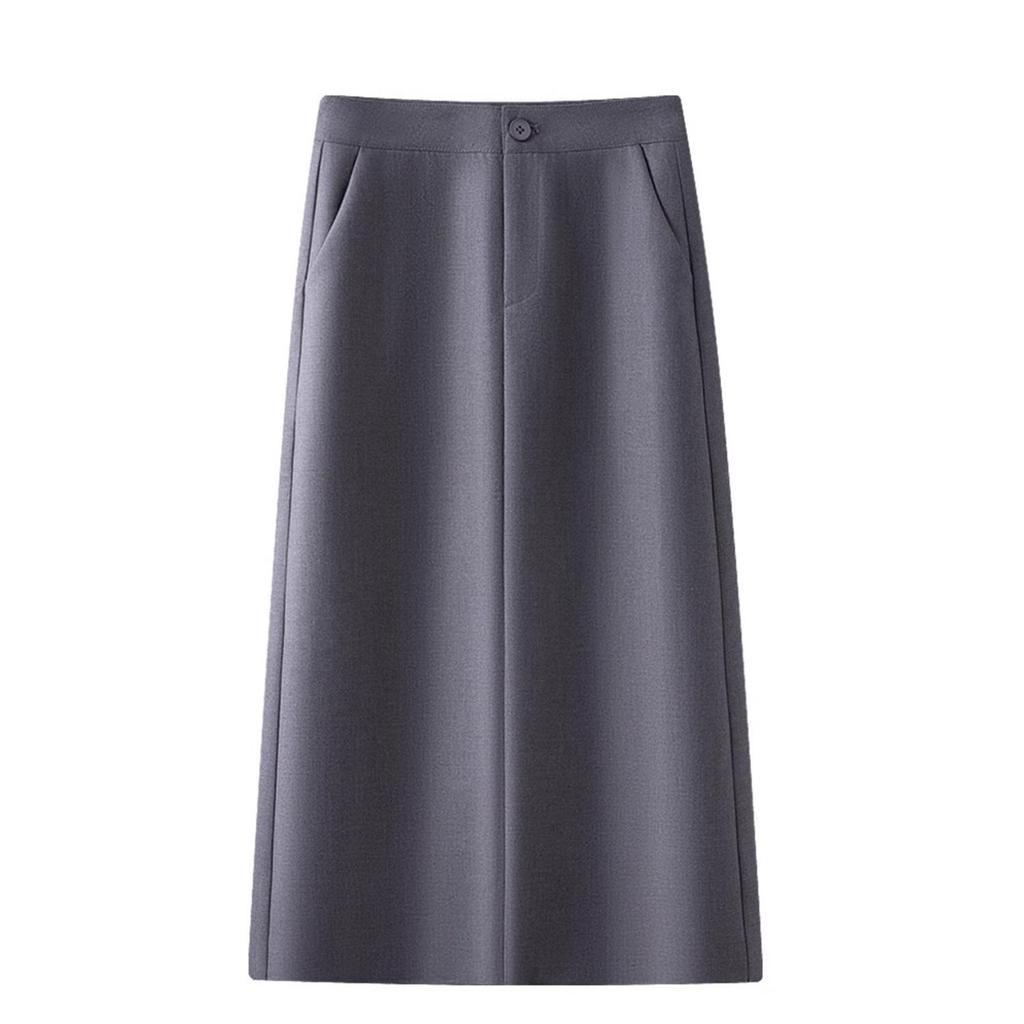 Women's High Waist Gray A-line Bodycon Skirt - Spring/Fall 2025 Collection