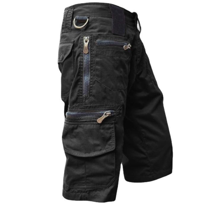 Herren-Shorts, locker sitzende, gerade Röhre, Sommermode, lässig, mehrere Taschen, Arbeitshose aus reiner Baumwolle