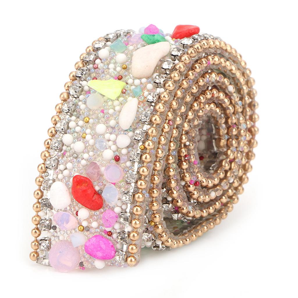 2.5cm Mesh Wrap Roll Rhinestones Chain Trim Ribbon Decoration (#01)