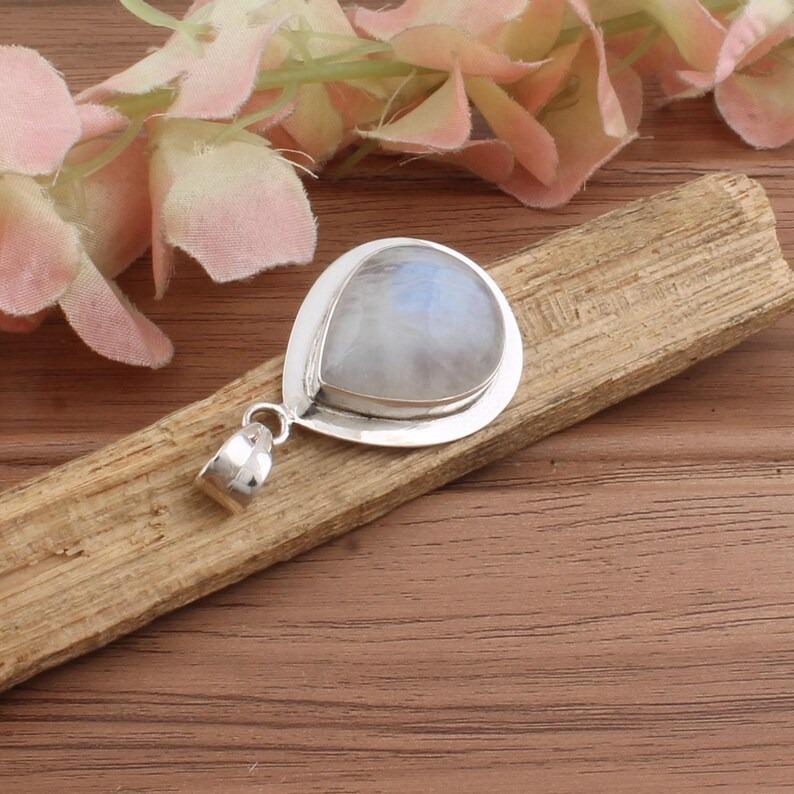Massiver 925er Sterlingsilber Mondstein Edelstein Anhänger Handgefertigter Schmuck Heilanhänger Unisex Geschenk