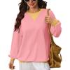 Women Loose Color Block Crew Neck Long Sleeve Casual Pullover Sweatshirt