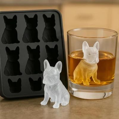 Formička na led do whisky Silikonová Novinka Francouzský buldoček Formička na led 9 přihrádek Snadné vyjmutí Potravinářská kvalita Výrobník ledových kostek pro výrobu nápojů