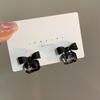 New Black Bowknot Cubic Zirconia Stud Earring Square Bow Earrings For Women Fashion Jewelry Gifts