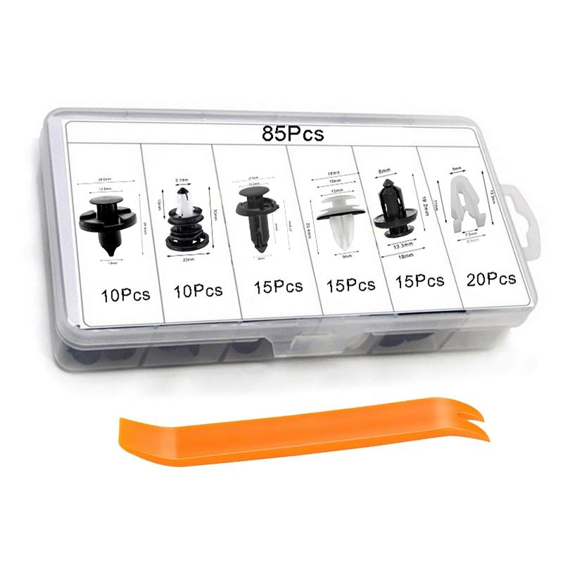 

85 шт./компл. Автомобильные клипсы Фиксаторы Крепежные наборы со съемниками крепежа Пластиковые заклепки Крепеж для Tesla Model 3 Y S X